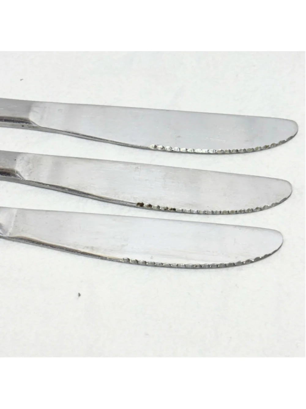 VTG Set of 3 Stainless Steel Japan Floral Rose Handle Dinner Knives Flatware MCM